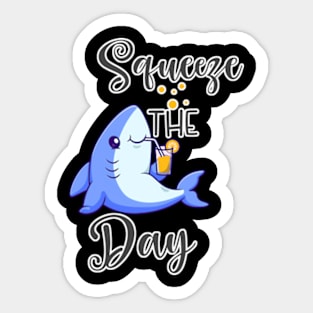 Cute shark drinking orange juice Sticker